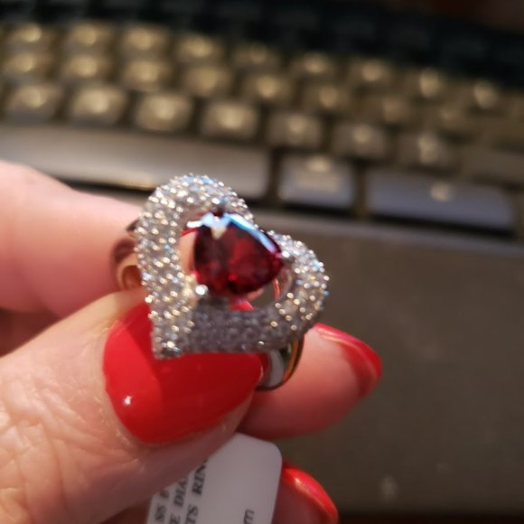Ruby Red CZ .925 Sterling Ring SZ 8 - Picture 3 of 6